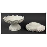 Fenton Milk Glass Hobnail Bowl and Divided Dish