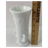 Westmoreland White Milk Glass Vase With Raised Flo