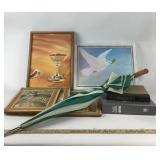 Framed Animal Paintings, Books, Umbrella