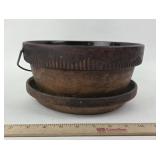 Glazed Ceramic Hanging Bowl With Saucer