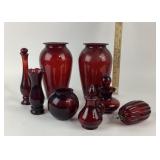 Ruby Red Glass Vases, Decanters, Pitchers, Figurin
