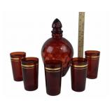 Wheaton Ruby Red Decanter, MCM Anchor Hocking Tumb