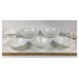 White Milk Glass Bowls, Dishes, Creamer