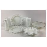 Fenton Milk Glass Bowl, Milk Glass Plates, Vases