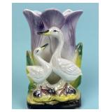Vintage Sonsco Vase with Swan bird figurines