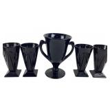 Indiana Black Pyramid Glass ,Black Glass Trophy V