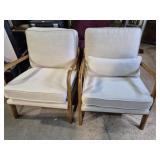 MCM Side Chairs Wood Base With Upholstered Seat &