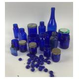 Cobalt Blue Glass Bottles, Jars, Marbles