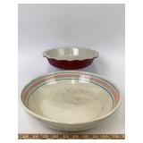Ovenproof Crackle Glaze Bowl & Red Stoneware Pie D