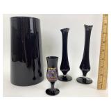 Black Glass Bud Vases, New Orleans Voodoo Shot Gla