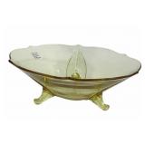 Yellow Footed Depression Glass Bowl