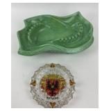 Green Ceramic Ashtray, Wetzlar Glass Ashtray