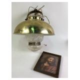 Brass Hanging Lamp, Jesus Portrait Print