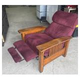 Mission style wood recliner
