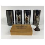 Silver-Tone Tumblers, Poker Set, Thumb Pump Oil Ca