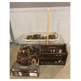 Large Pine Cones With Wooden Magazine Rack
