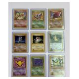 9 Pokï¿½mon vintage first edition trading cards