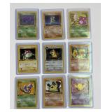 9 Pokï¿½mon vintage first edition trading cards