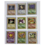9 Pokï¿½mon vintage first edition trading cards