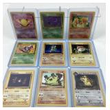9 Pokï¿½mon vintage first edition trading cards