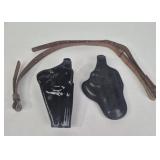 Gun Holsters (2) & Leather Gun Strap