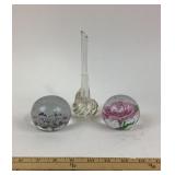 Glass Paperweights With Floral Motifs
