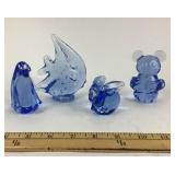 Blue Glass Animal Figurines