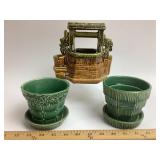 McCoy Pottery Wishing Well Planter, Two Green Plan