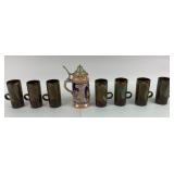 Ceramic Beer Stein With Lid, Glazed Mugs