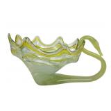 Large MCM art glass swan console bowl 13 inches