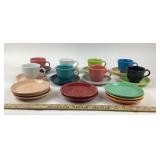 Fiesta Coffee Cups With Saucers By Homer Laughlin