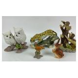 Animal Sculpture Figurine Collection: White Owls,