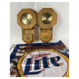 Wooden Wall Clocks With Eagle Emblems, Miller Lite