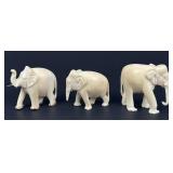 (3) antique carved elephant figurines, natural