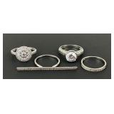 (4) sterling & stone rings, all size 6.5. Total