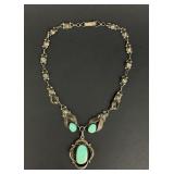 Mexican sterling & turquoise necklace, squash
