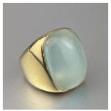 Sterling & aqua chalcedony ring, size 5.75. Total