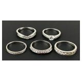 (5) sterling & stone rings sizes 6.5, 6.75, 7.75