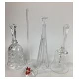 4 Vintage Art Glass Bells