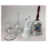 4 Vintage Art Glass Bells Norman Rockwell