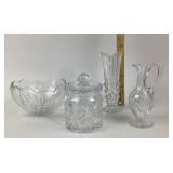 Crystal Bowls, Lidded Biscuit Jar, Vase, Pitcher