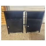 Side Tables Black With Shelf & Door (2) 15 in.