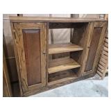 Wood Console Table With Shelves & Side Doors For