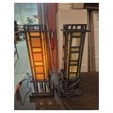 Cut Amber Glass Accent Table Top Lamps (2) 20'