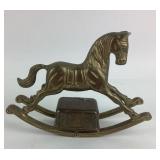 Vintage Enesco Solid Brass Musical Rocking Horse