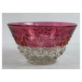 Diamond Cut Glass Ruby Red Candy Dish Decorative
