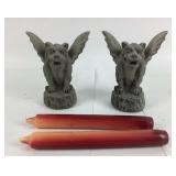 2 Concrete Gargoyle Candle holder Statues 6'H W/