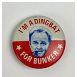 1972 Archie Bunker Tin Litho Button Pin 'I'm A
