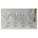 MCM Clear Glass Martini Glasses With Ribbed Design