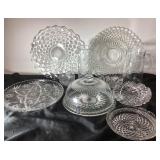 Glass Platters, Bowls, Pitcher, Dome Lid +